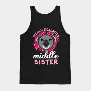 Highly Koalafied Middle Sister Sibling Funny Koala Cartoon Tank Top